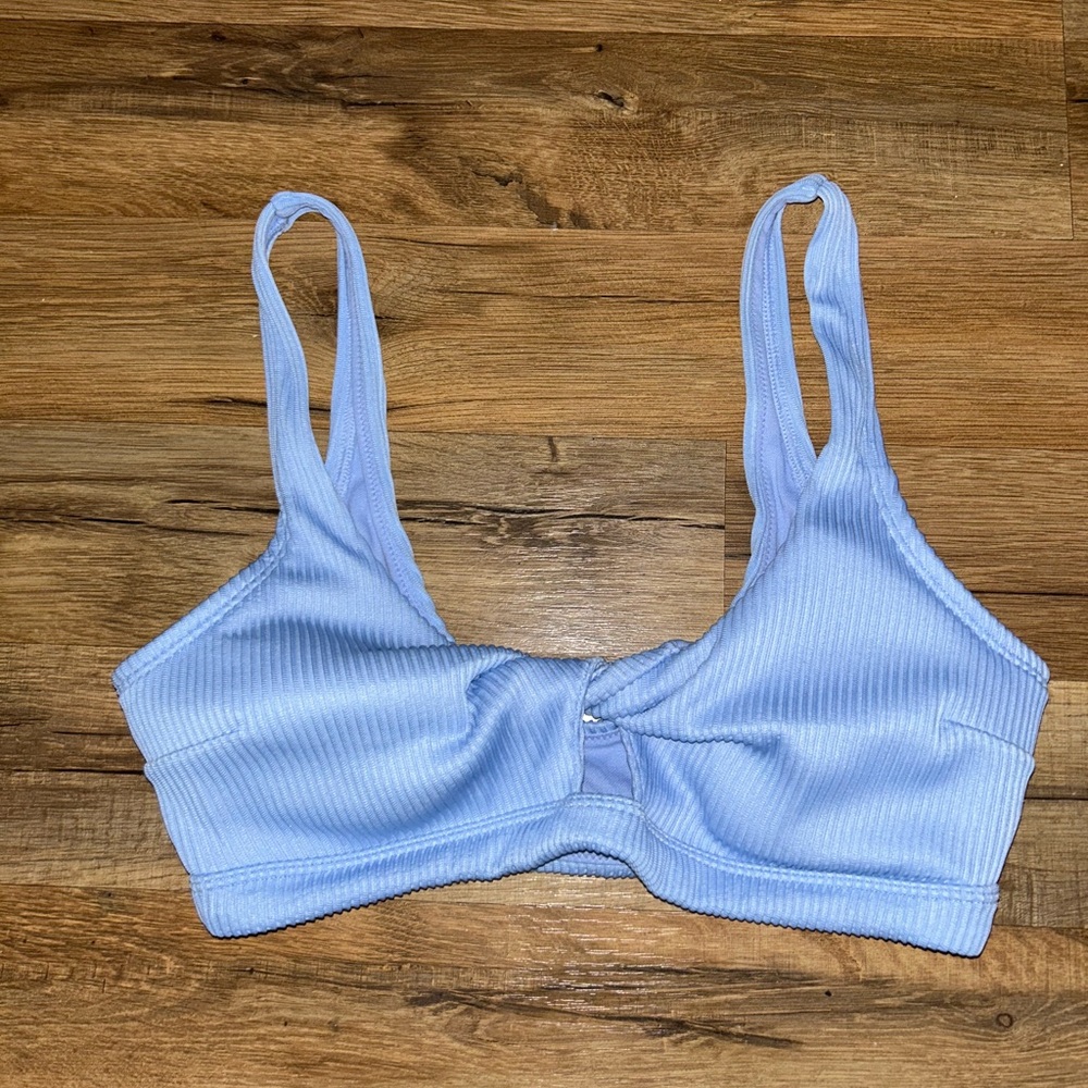 Hollister Sky Blue Ribbed bikini top